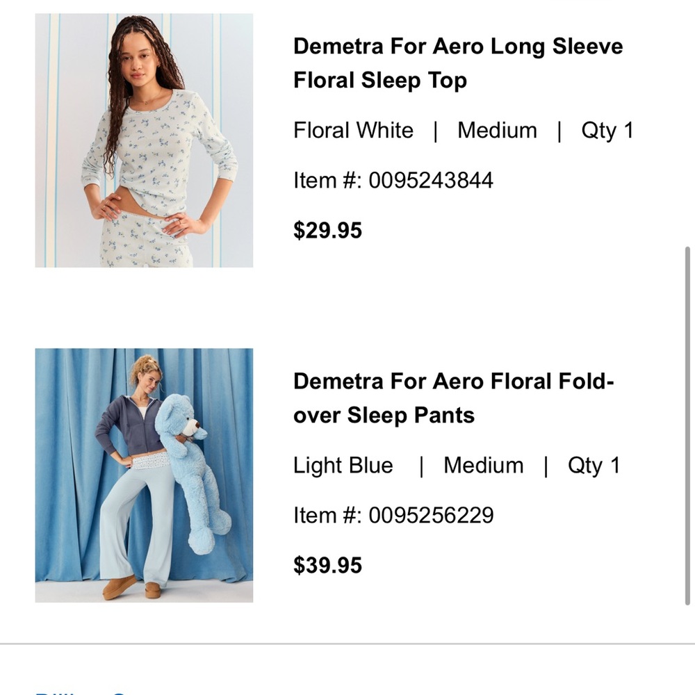 Demetra For Aero Floral Fold-over Sleep Pants + Top